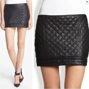 Haute Hippie black moto quilted leather mini skirt Sz S